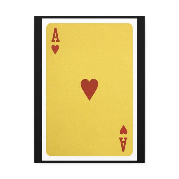 Golden Ace Of Hearts Isolated White Background Playing Card Canvas Wall Art for